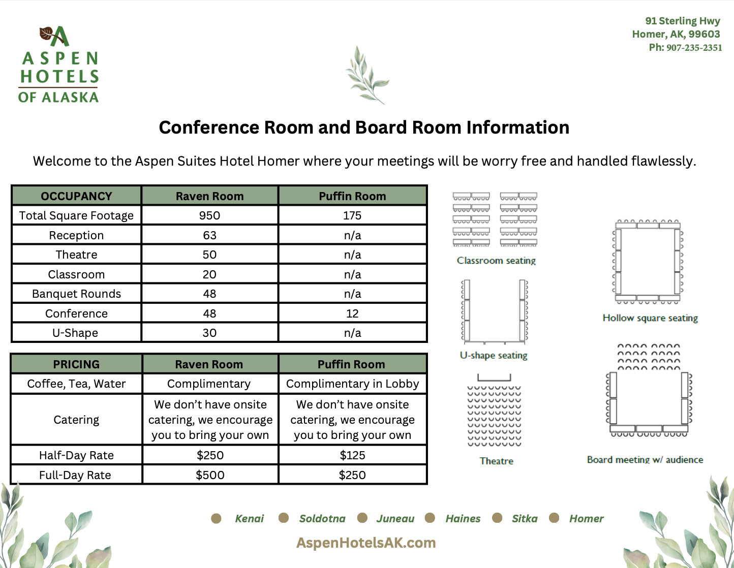 Homer Alaska Meeting Venue Flyer