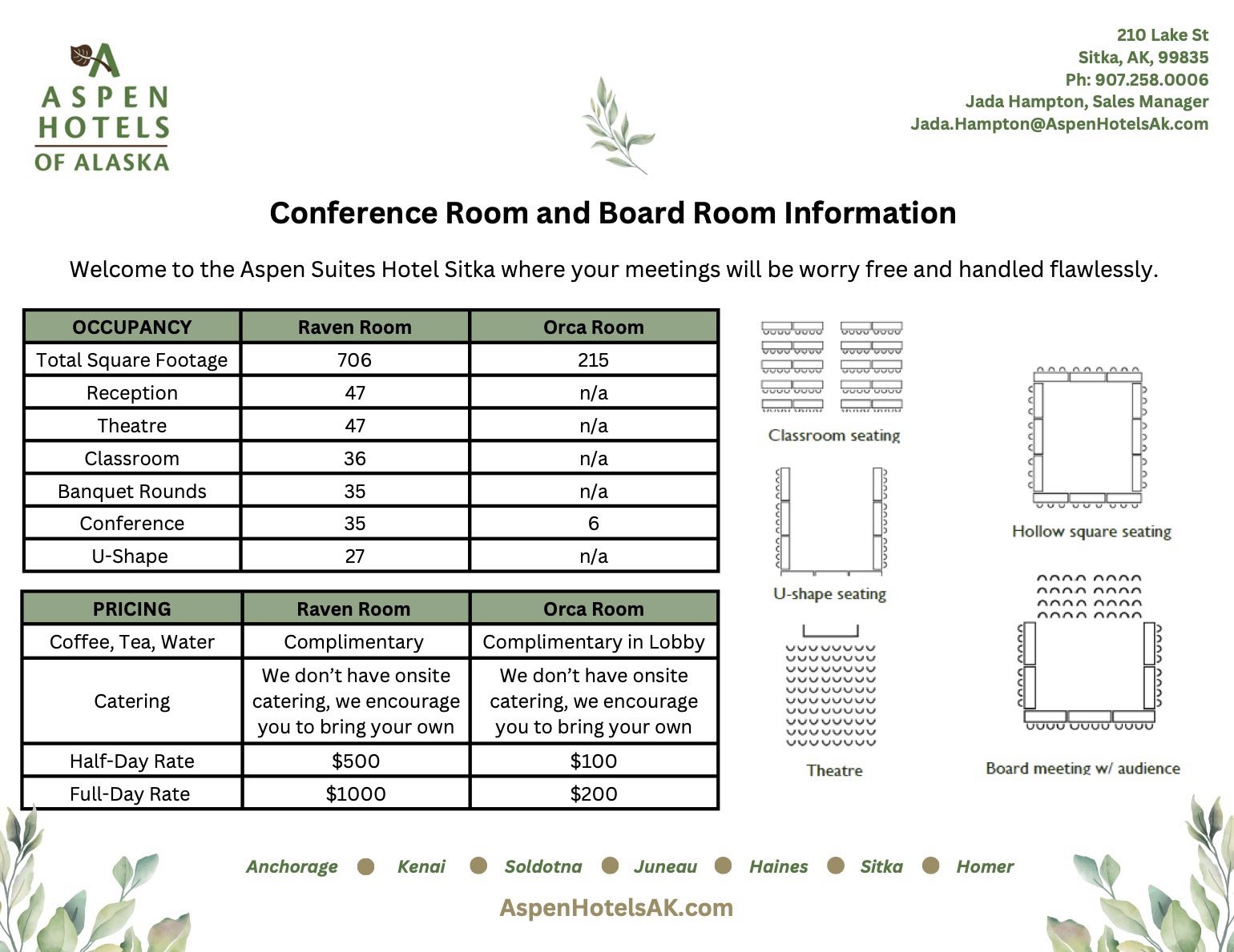Sitka Alaska Meeting Room Information